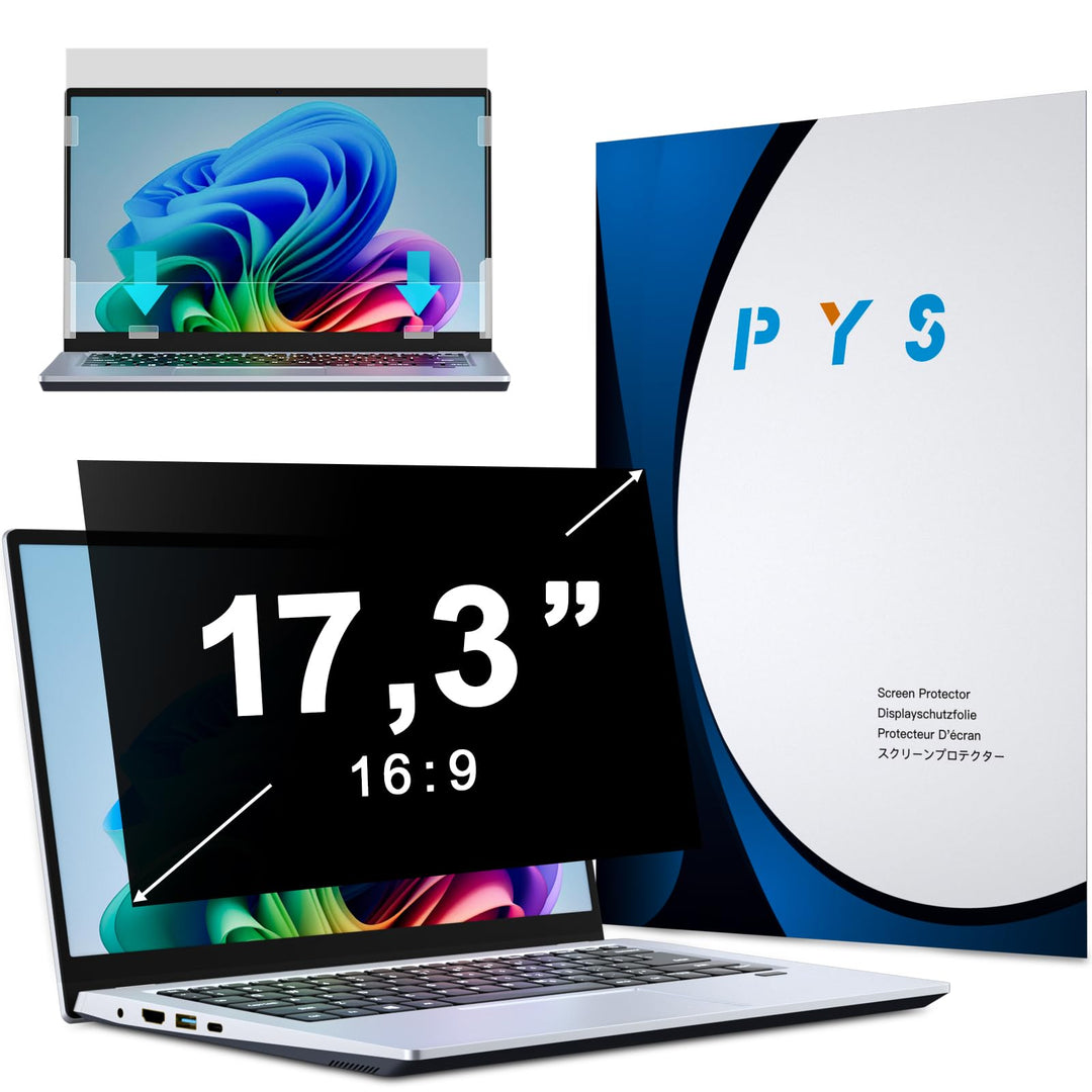 PYS Laptop Blickschutzfolie 17,3 Zoll Anti Spy Blaulicht Blendfrei Sichtschutz Folie 16:9 Abnehmbare