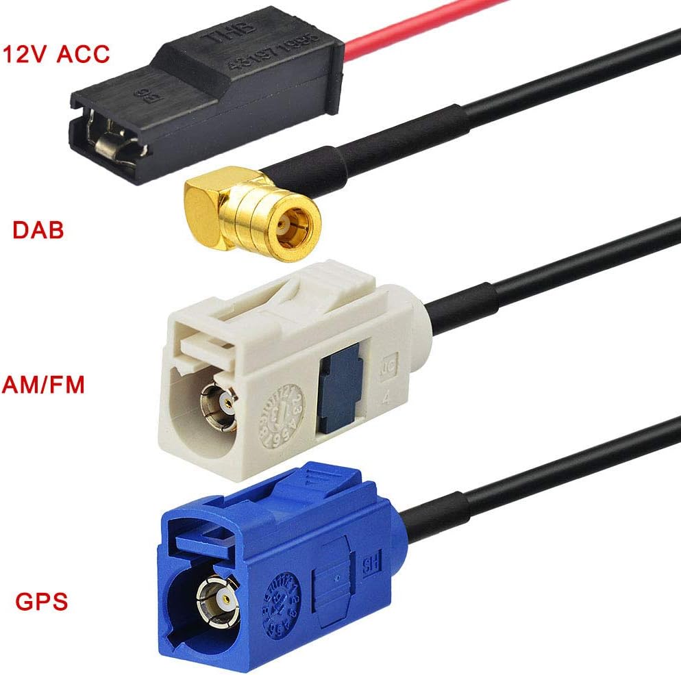 Eightwood DAB Aerial DAB+ DAB Car Aerial Car Radio Aerial DAB Splitter SMB Fakra GPS Adapter AM/FM A