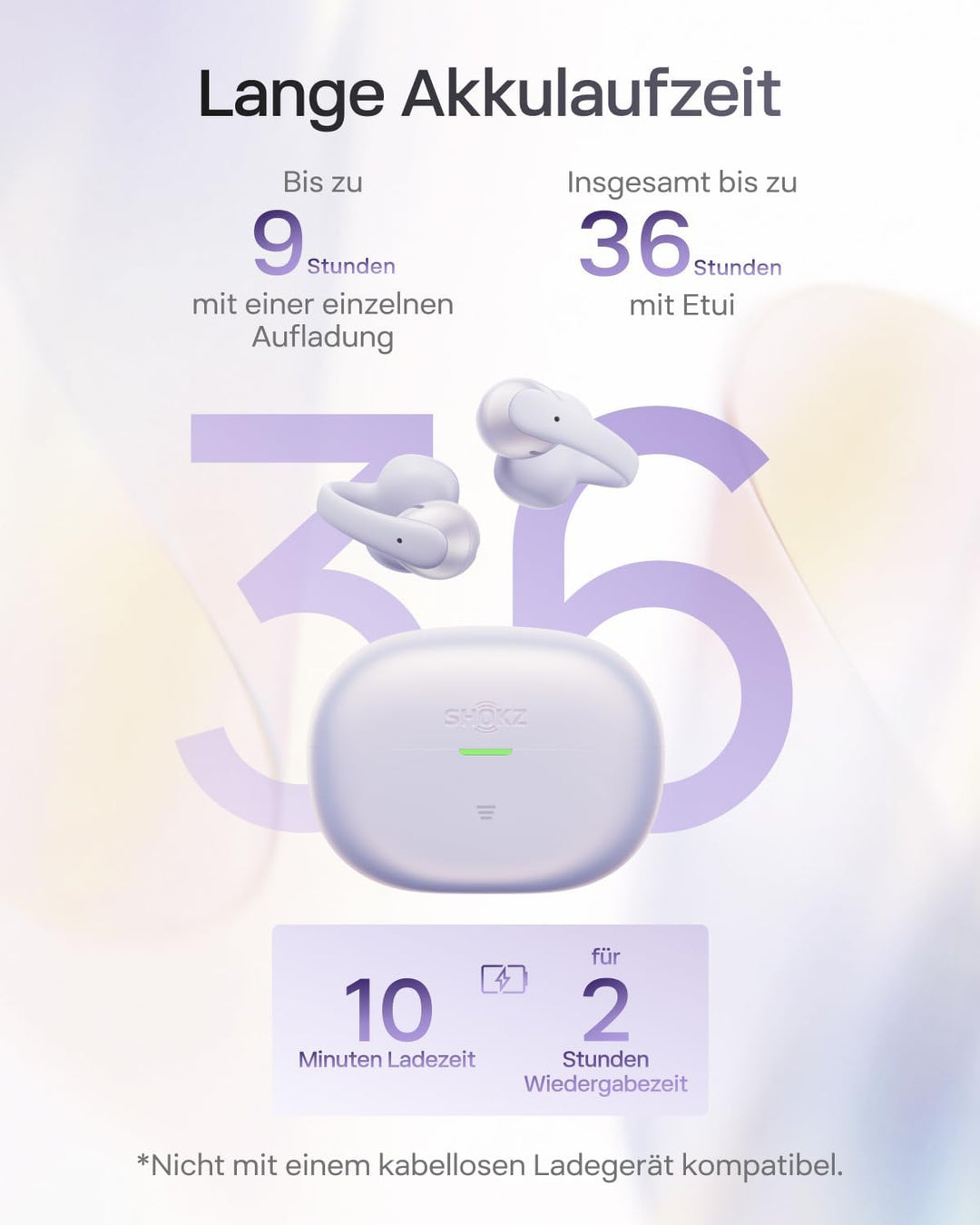 SHOKZ OpenDots Air Open-Ear-Kopfhörer mit Clip-on, ultraleichten 6,3 g, sicherer Passform, Deep Bass