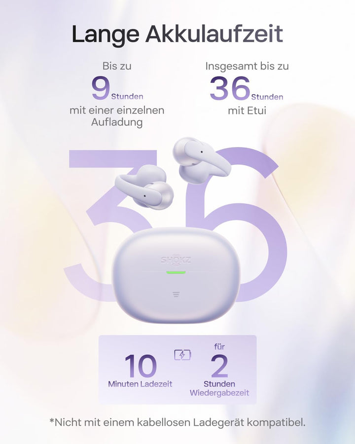 SHOKZ OpenDots Air Open-Ear-Kopfhörer mit Clip-on, ultraleichten 6,3 g, sicherer Passform, Deep Bass