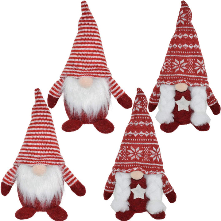 4 Stück Wichtel Figuren 22 cm · Wichtel mit Bart · Weihnachtswichtel · Wichtel mit Wintermütze · Dek