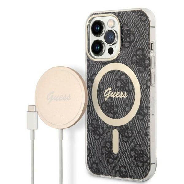 Guess Bündeln GUBPP13LH4EACSK Hülle und Ladegerät iPhone 13 Pro Schwarz Hard case 4G Print