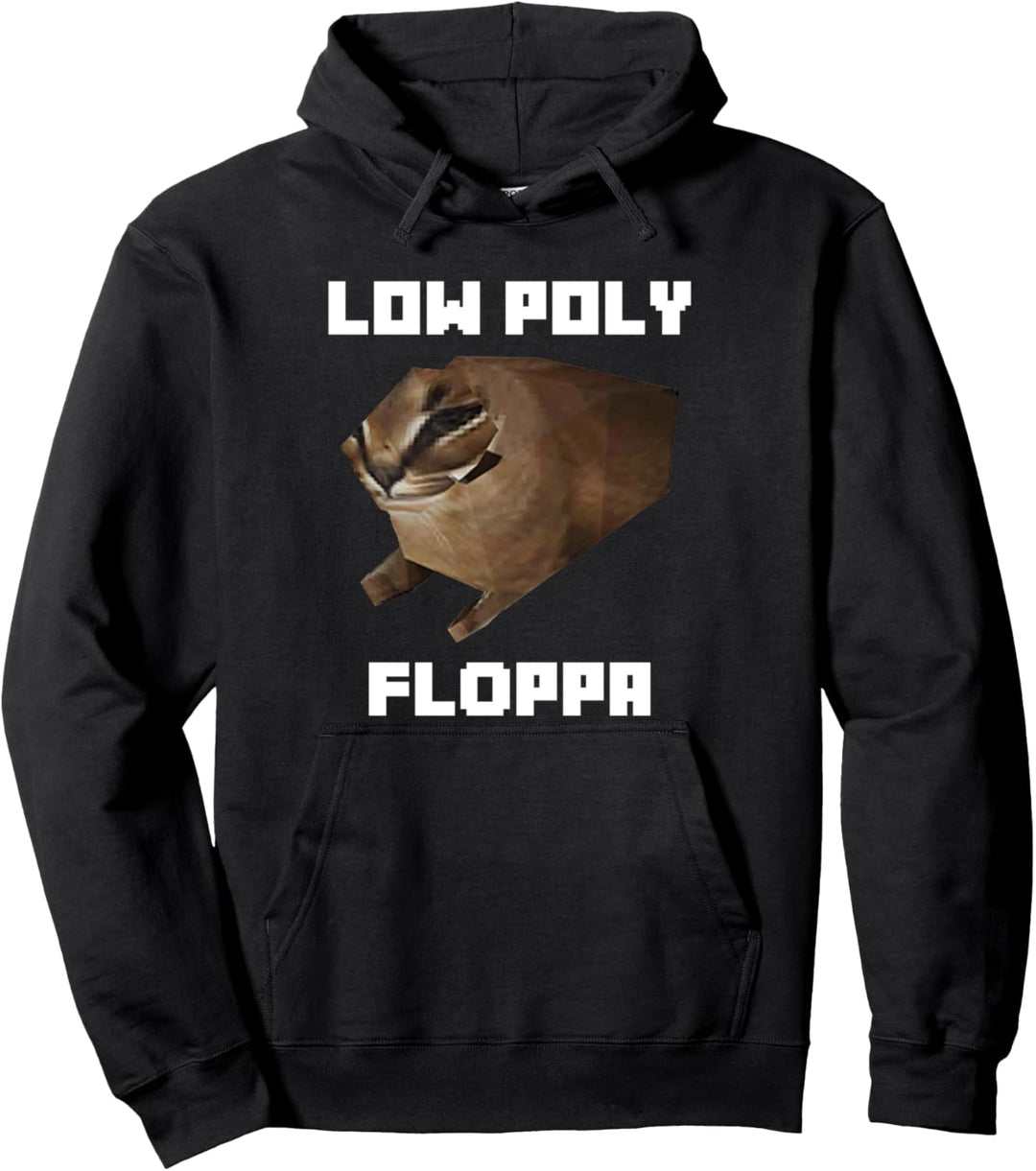 Low Poly Floppa Meme Big Floppa Meme Cat Pullover Hoodie