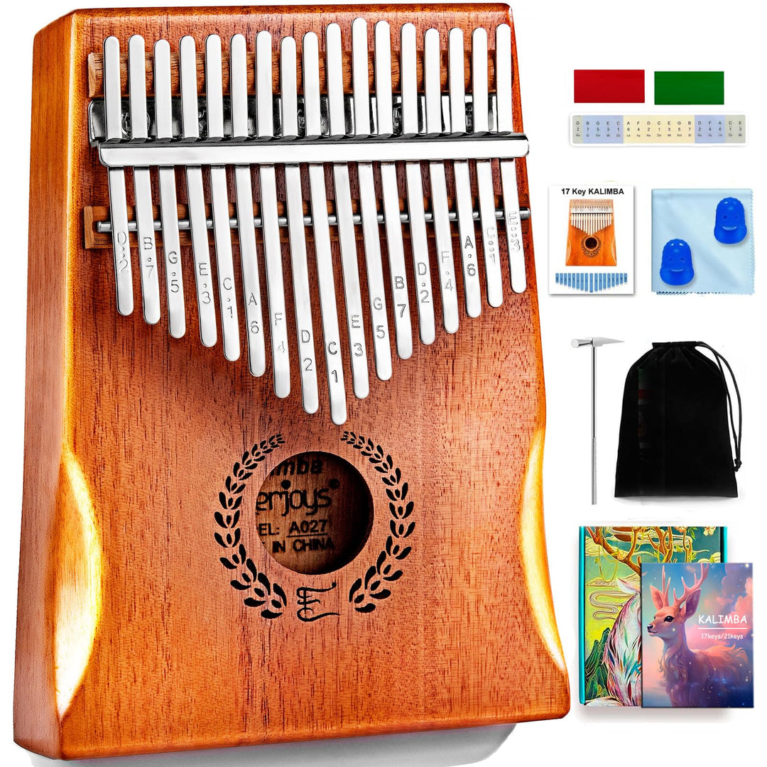 Kalimba Daumen Klavier 17 Schlüssel, Tragbare Fingerklavier -Marimbas Mit Tragensack, Schnelles Song