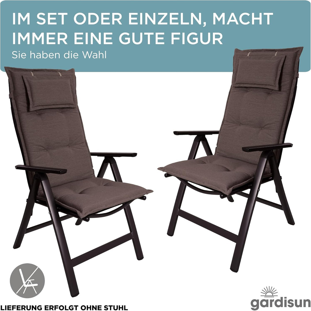 gardisun Gartenstuhlauflagen Hochlehner mit Kopfteil I Extra Dicke Sitzauflagen I Made in Europe I P