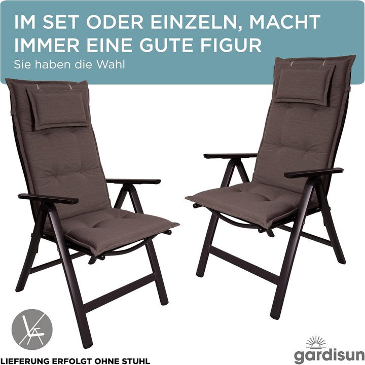 gardisun Gartenstuhlauflagen Hochlehner mit Kopfteil I Extra Dicke Sitzauflagen I Made in Europe I P