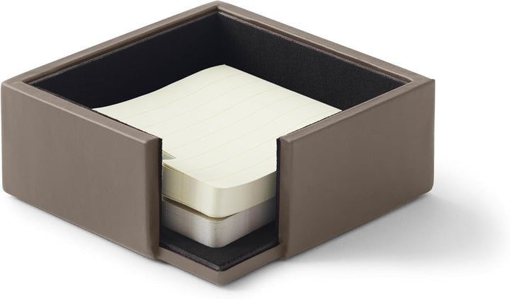 Eglooh - Minerva - Notizzettel Box Leder Taupe Grau - Zettelbox, Notizklotz, Zettelkasten für Schrei