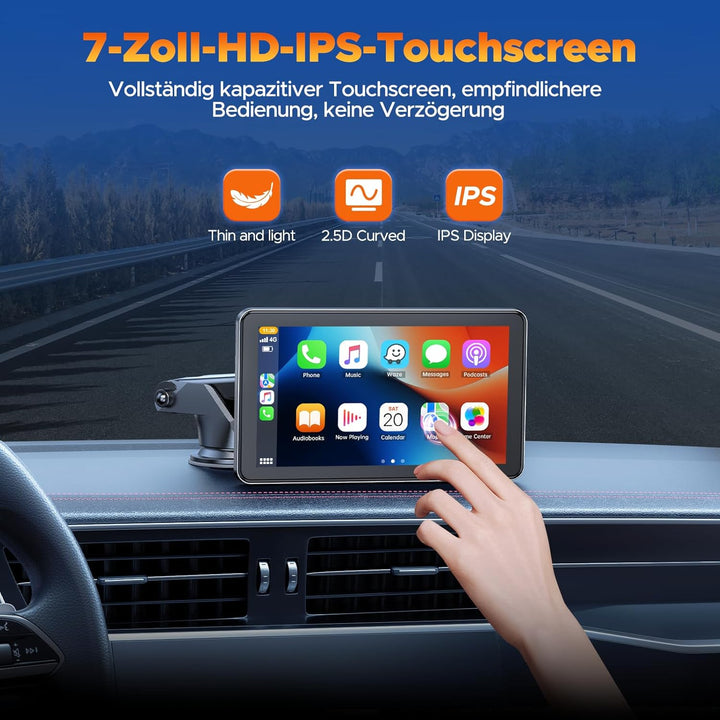 Volam Wireless Carplay Android Auto Display mit 7 Zoll Touchscreen,carplay Display mit Mirror Link,L