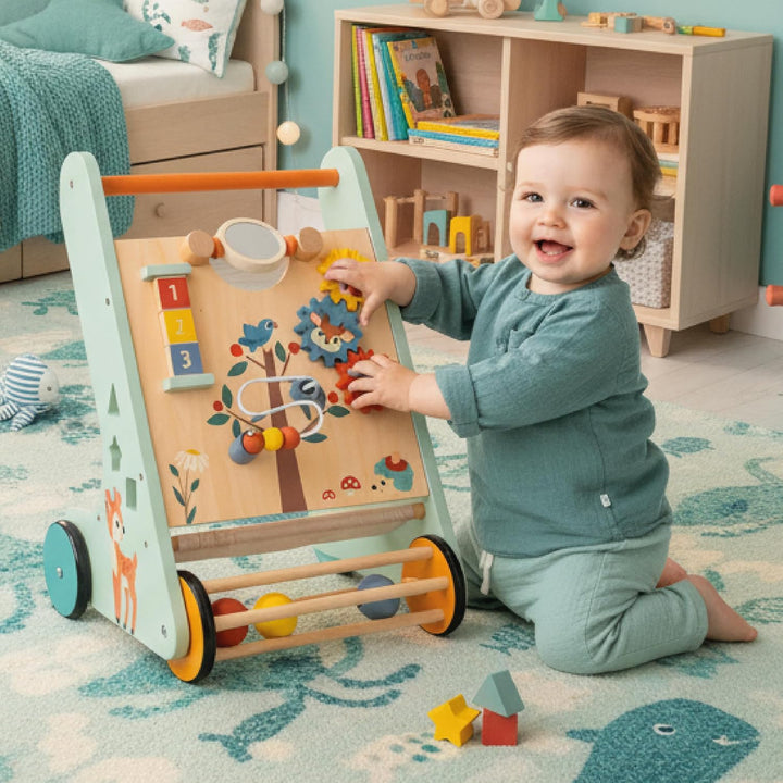 Baby Spiel und Laufwagen Lauflernwagen Spielboard mit interaktivem Spielzeug Räder Für Kinder von 12