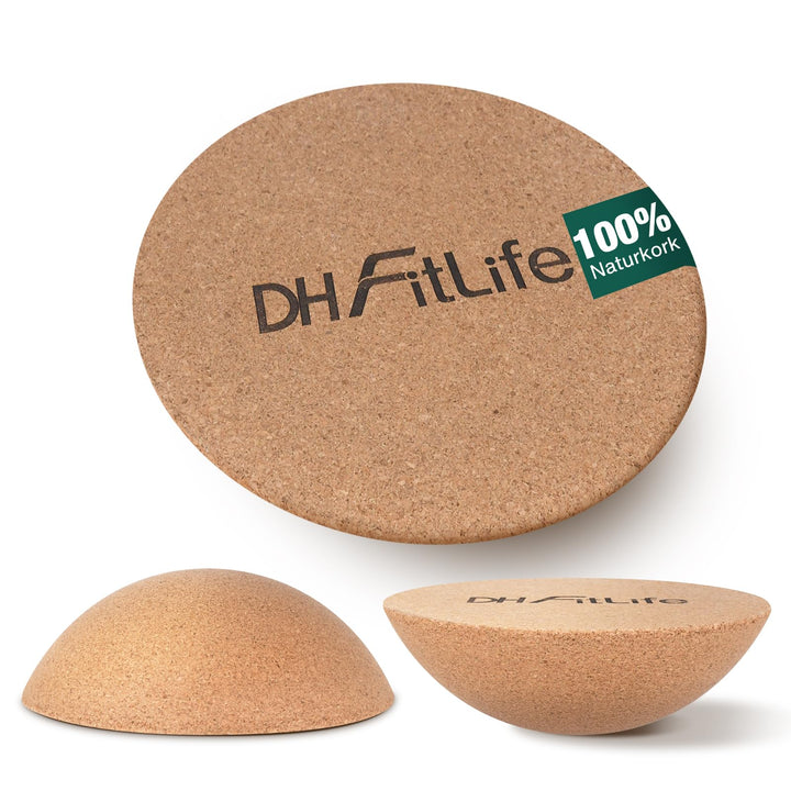 DH FitLife Kork Halbkugel für Surfing Balance Board Erwachsene | 30x10cm ｜360° Half Balance Ball | P