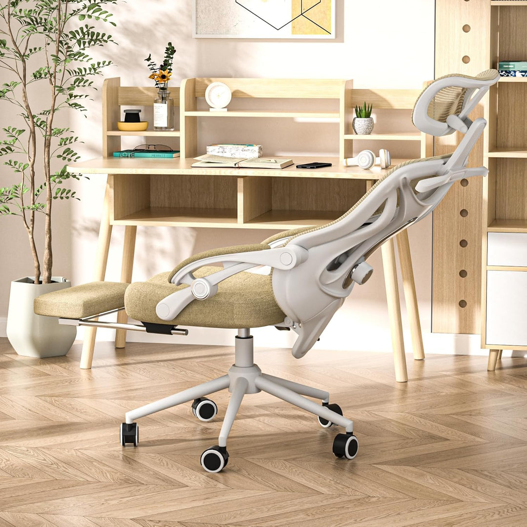 CYKOV Ergonomischer Bürostuhl mit Fussstütze, Büro Stuhl & Gaming Stuhl 150 kg+, 90-160° Verstellbar