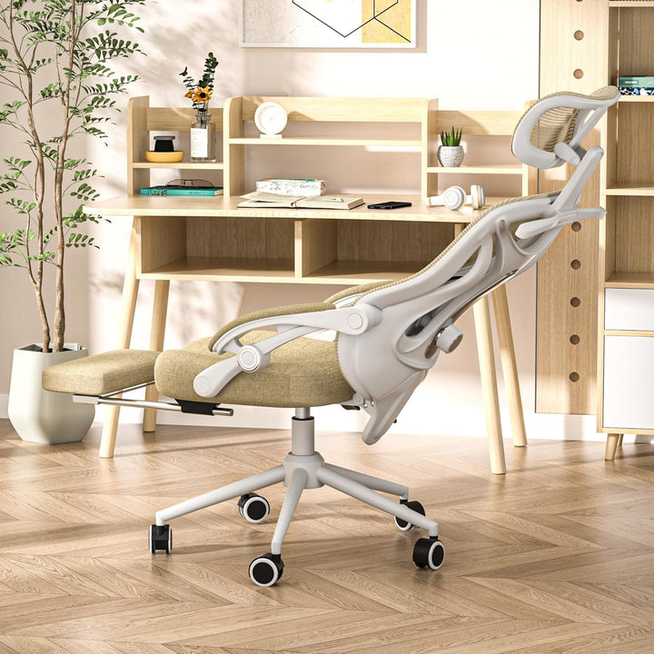 CYKOV Ergonomischer Bürostuhl mit Fussstütze, Büro Stuhl & Gaming Stuhl 150 kg+, 90-160° Verstellbar