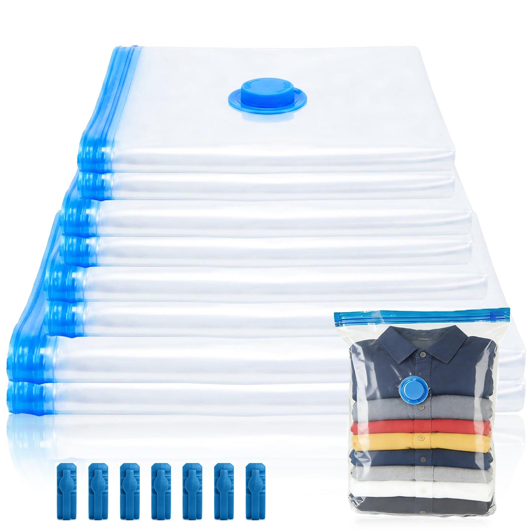 Vakuumbeutel für Kleidung,8 Stück(2x Jumbo100x80cm, 2 x Gross 80x60cm, 2 x Mittelgross 70x50cm, 2 x