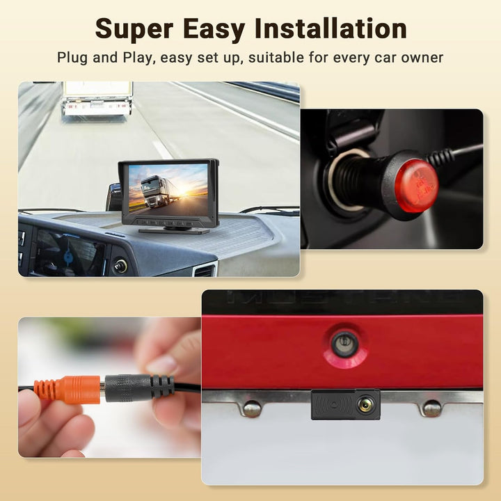 Hikity 7" Digital Rückfahrkamera Kit, 170° Weitwinkel Wasserdicht IP68 Radarerkennung & Nachtsicht,
