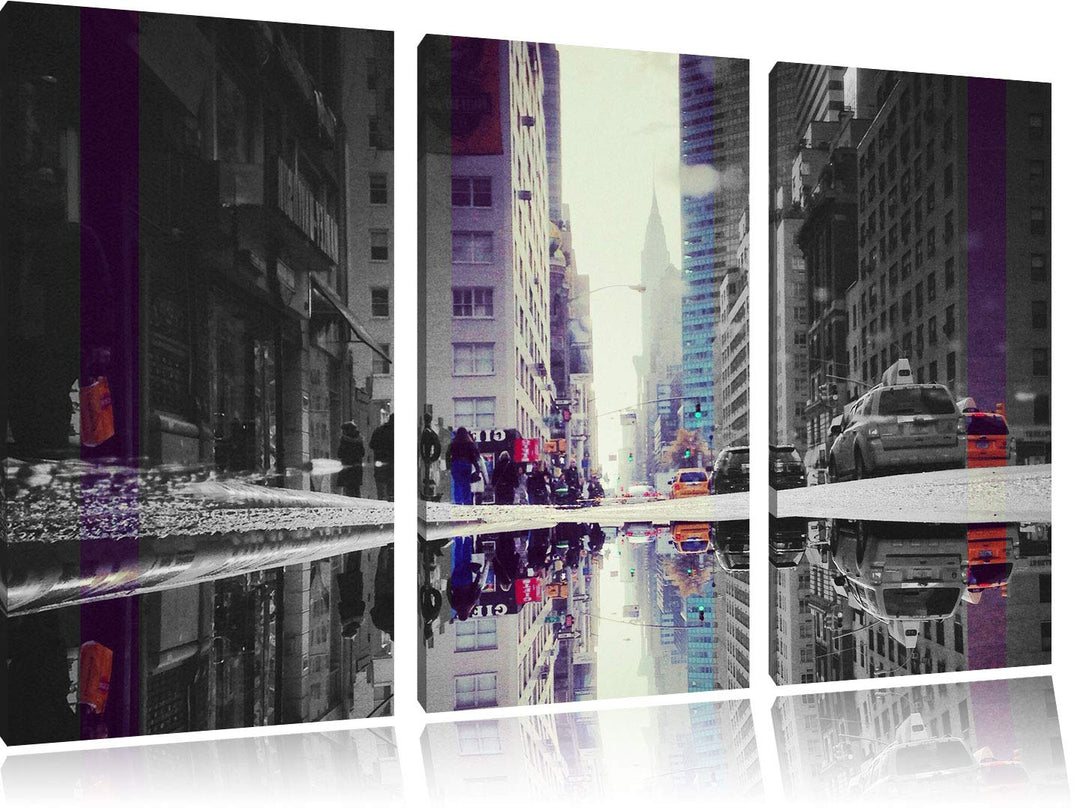 Pixxprint Times Square in New York als Leinwandbild | Grösse: 3 Teilig (120x80) | Wandbild| Kunstdru