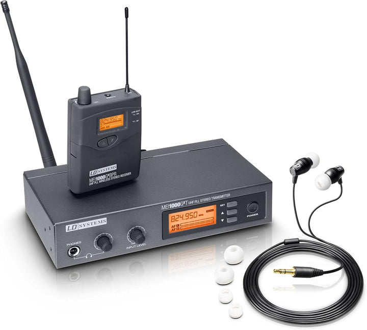 LD Systems MEI 1000 G2 - In-Ear Monitoring System drahtlos mit T Sender und BPR Empfänger, schwarz,