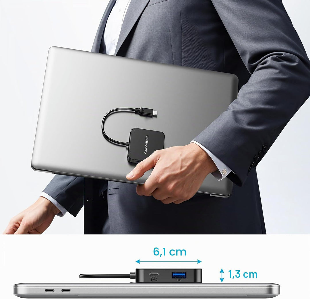 ACASIS USB-C Hub 10 Gbps, 6-in-1 Multiport Adapter mit 4K@60Hz HDMI, 100W PD, USB-A-3.2-Datenanschlu