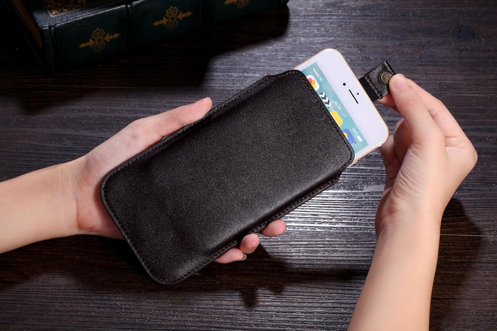 Cronus &amp; Rhea® | Luxus Smartphone Tasche mit Zugband aus exklusivem Leder (Athena) | Hülle - Etui -
