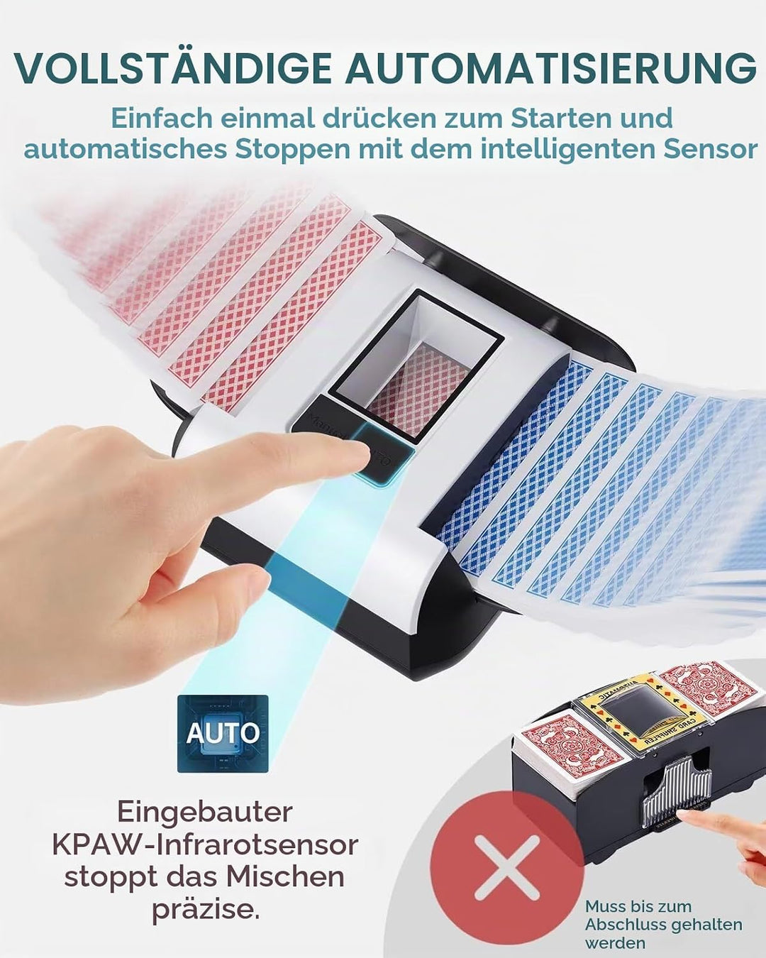 Automatischer Kartenmischmaschine mit Zwei Modi, Wiederaufladbare Kartenmischer Elektrisch für 1–2 K