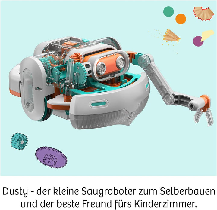 KOSMOS 621322 Dusty - Dein saugstarker Robo-Helfer, Staubsaugerroboter für Kinder, Experimentierkast