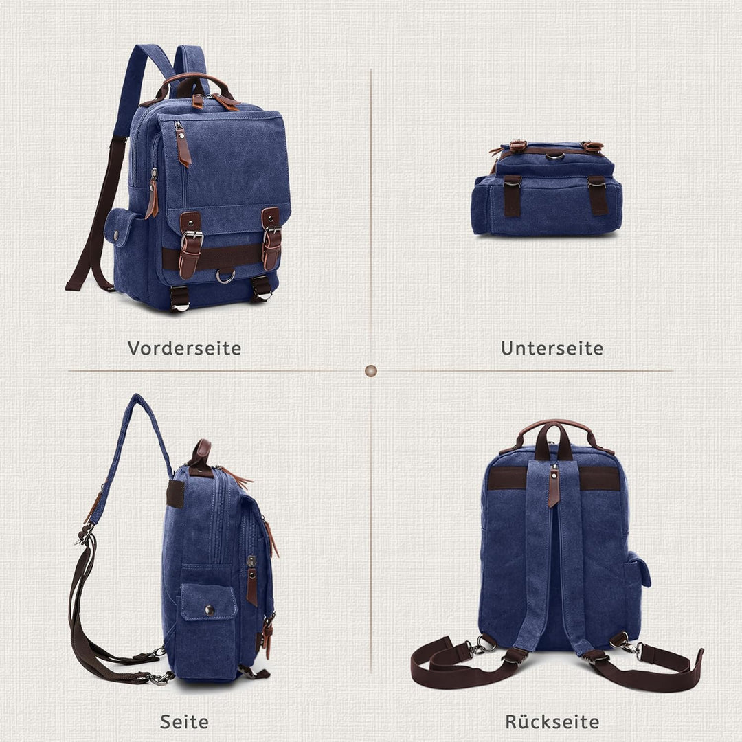 VARLIVOO Retro Sling Bag Herren Damen Crossbody Bag Umhängetaschen Schultertasche Wandern Reisen Cam