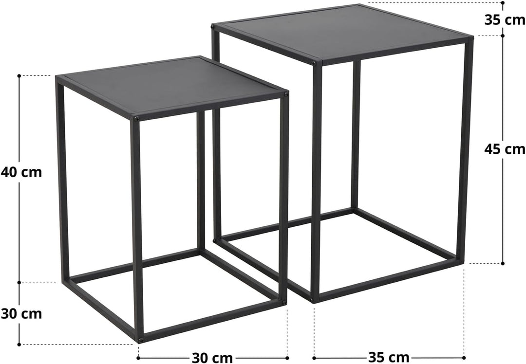 SVITA THEMI 2er Set Couchtisch Beistelltisch Nachttisch Wohnzimmertisch Weiss, Weiss
