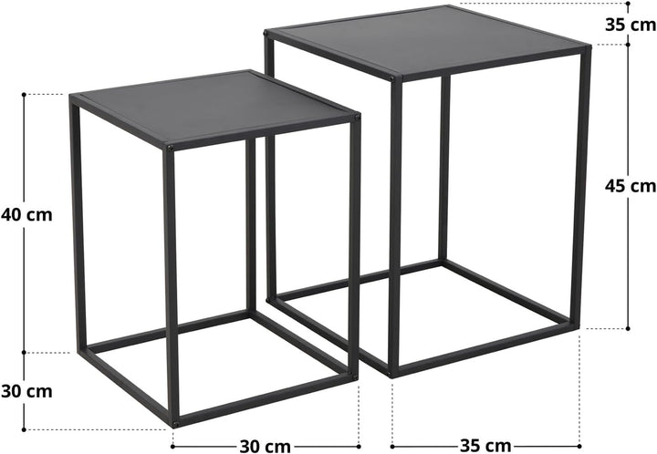 SVITA THEMI 2er Set Couchtisch Beistelltisch Nachttisch Wohnzimmertisch Weiss, Weiss