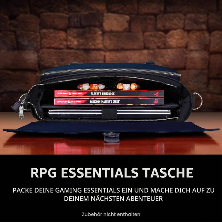 ENHANCE Player's Essentials DnD-Tasche, Sammleredition - Umhängetasche aus Drachenhaut für 2–4 Büche