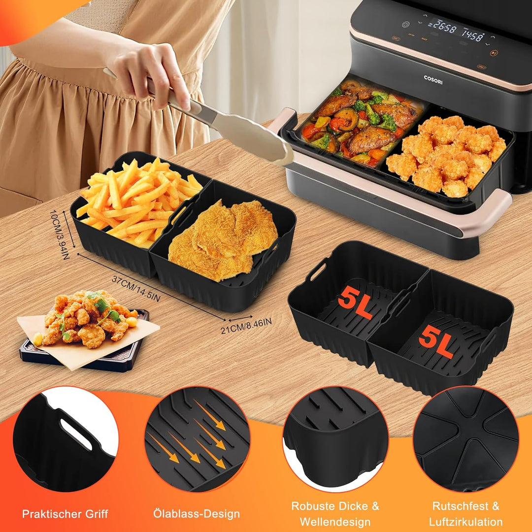 Heissluftfritteuse Zubehör für Cosori Dual Blaze Twinfry XXL 10L, Airfryer Silikonform Zubehör (1x10