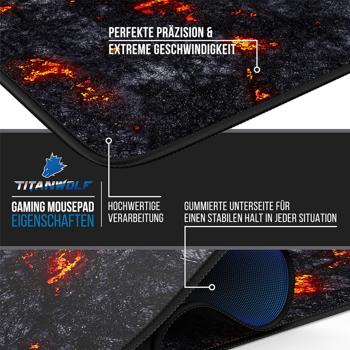 Titanwolf - Übergrösse Mauspad Gaming Titanwolf 1200x600mm XXXL Mousepad gross mit Motiv Tischunterl