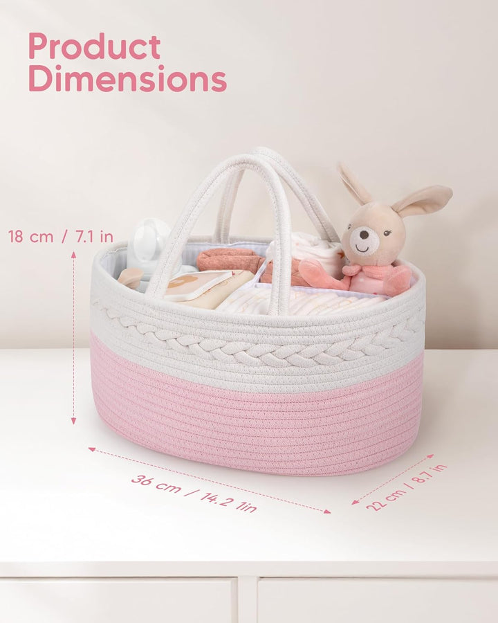 Maliton Baby Windel Caddy Organizer，Wickeltisch Organizer Aufbewahrungskorb mit Herausnehmbaren Fäch