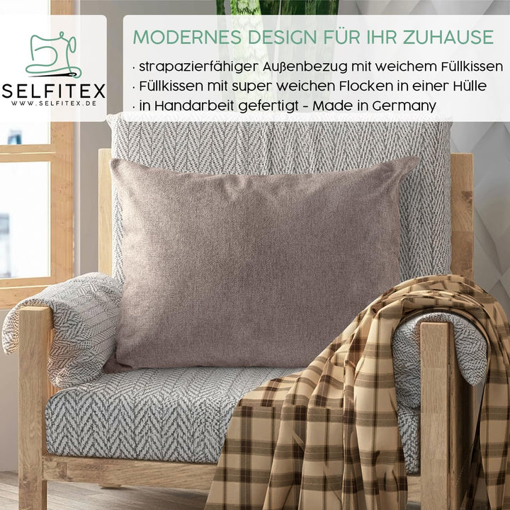 Selfitex Modisches Couchkissen XXL 60x80 cm, Sofakissen mit Füllung und Bezug, kuschelweiches Leseki