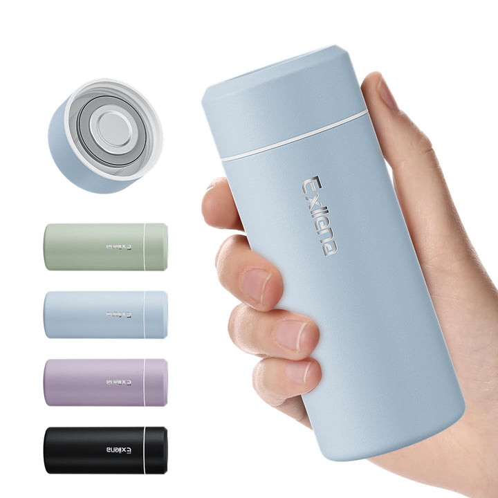【Upgrade-Version】Exllena Mini Thermosflasche 250ml mit Edelstahl-Deckel, Trinkflasche Klein Doppelwa