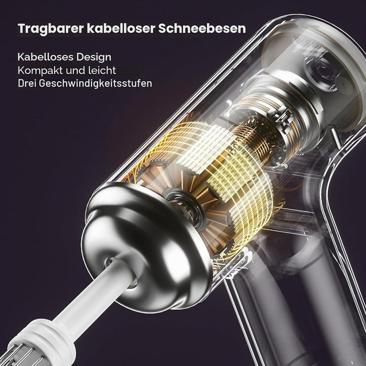 Luqeeg Elektrischer Schneebesen, Handmixer Hand-Eierbesen, Kabelloser Elektrischer Küchen-Handmixer