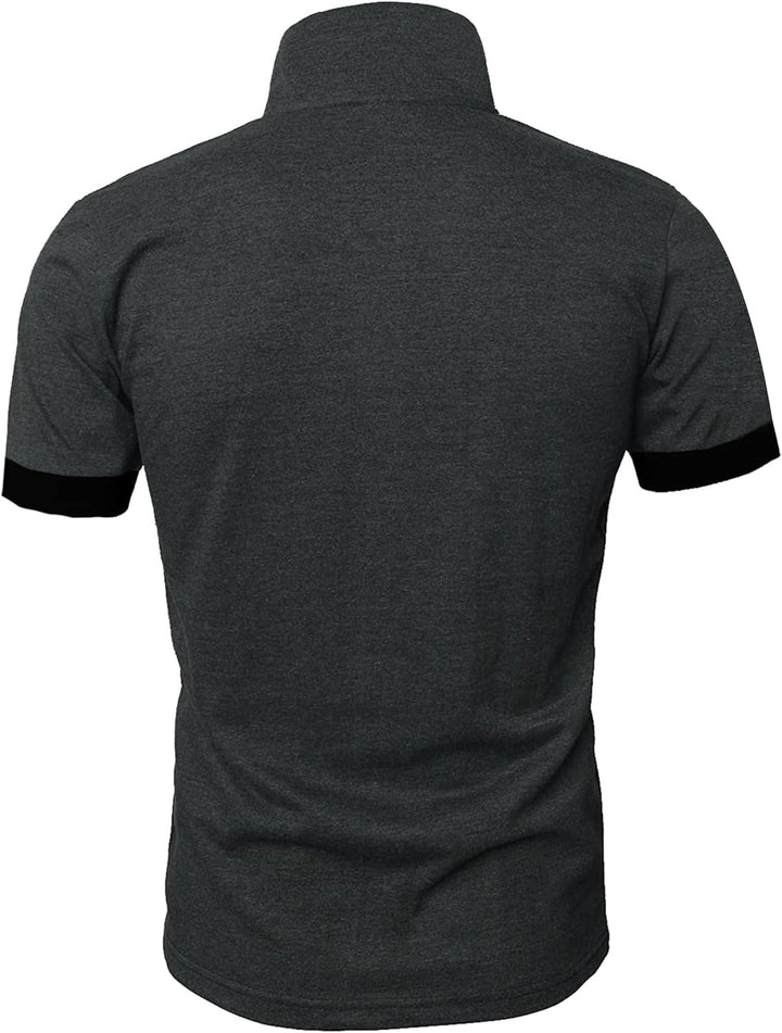 GLESTORE Poloshirt Herren Männer Hemd Herren Kurzarm Shirt Sommer M Grau&schwarz, M Grau&schwarz