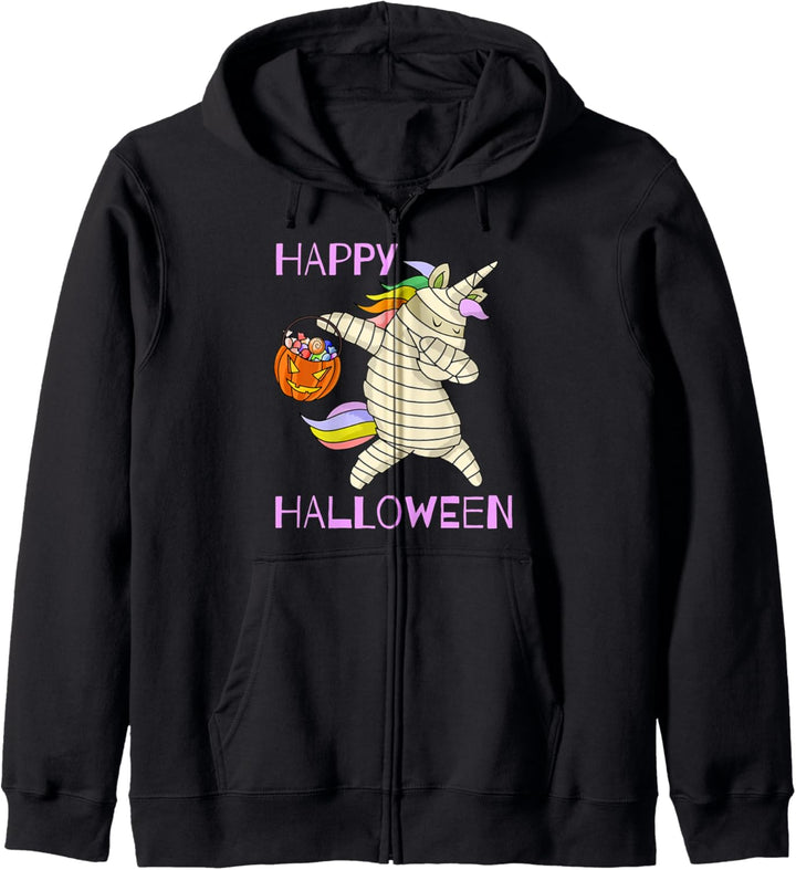 Happy Halloween Tupfende Einhorn-Mumie Kostüm Kapuzenjacke