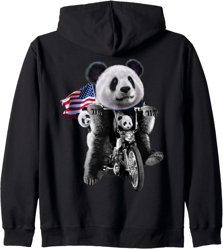 Patriot Riesenpanda mit Jungen auf Motorrädern Kapuzenjacke