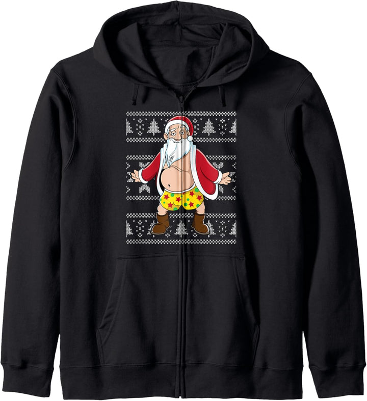 Naked Santa Hässliche Weihnachten Pullover Naughty Santa Kapuzenjacke