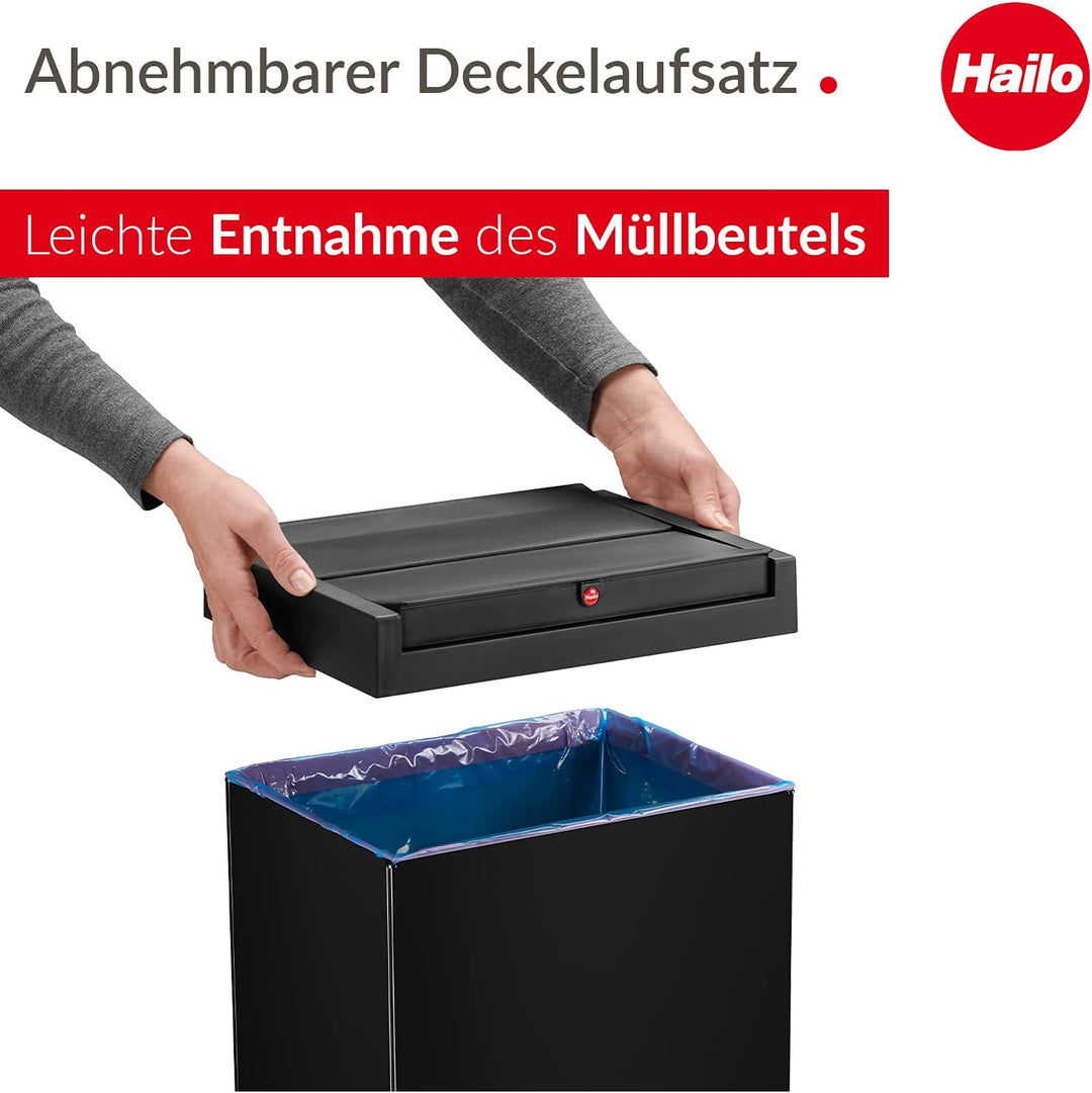 Hailo Big-Box Swing XL Mülleimer - 1 x 52 Liter - selbstschliessender Schwingdeckel - Stahlblech - M