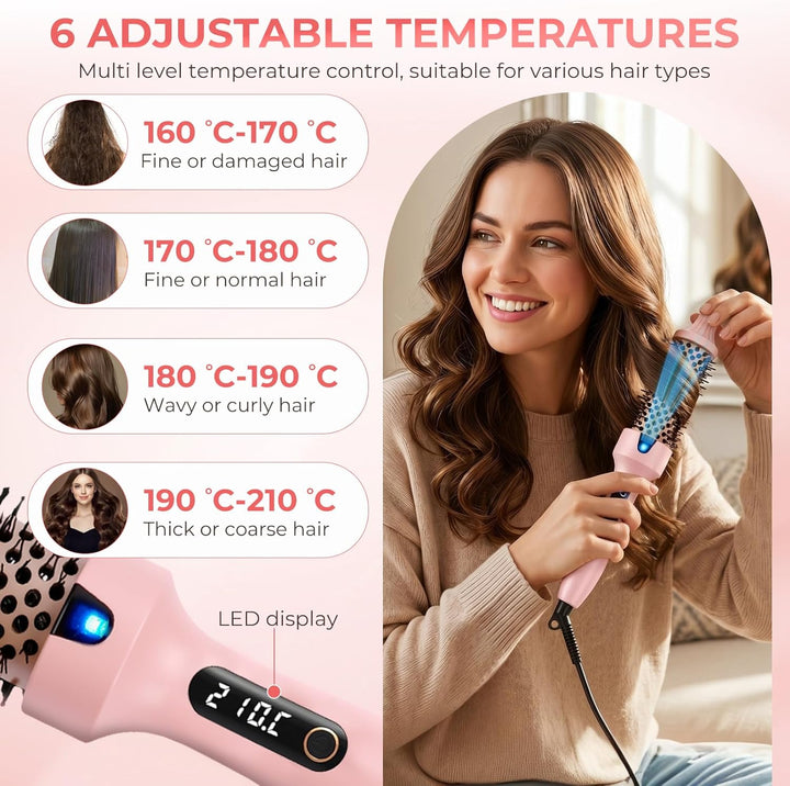 Thermal Brush, 38mm Thermobürste Wärmebürste, Stylingbürsten Macht Haar Glatt und Glänzend, Elektris