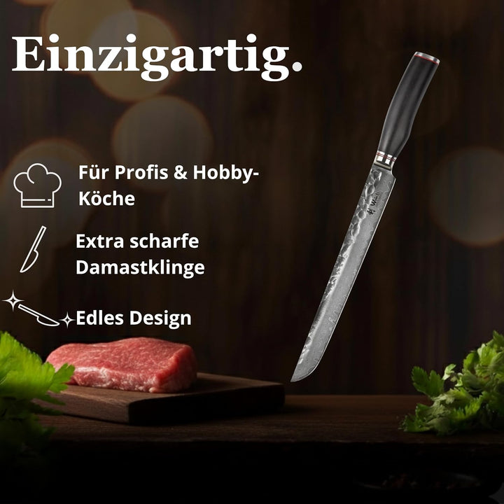 Wakoli EBO Premium Fleischmesser Tanto mit 27,5 cm Klinge und Hammerschlag gefertigt aus 67 Lagen ec