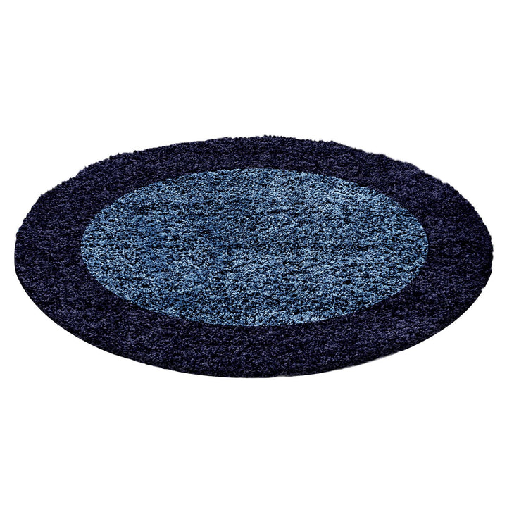 Carpettex Hochflor Teppich Wohnzimmer Shaggy Flokati Teppich Modern Bordüre Design 120 cm Rund Marin