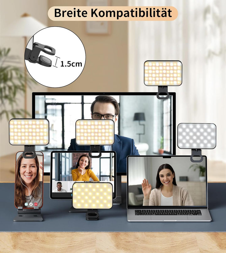TONEOF Selfie Licht,LED Tragbar Fotostudio Blitzlicht,2000mAh Wiederaufladbares Licht mit Drehbarem