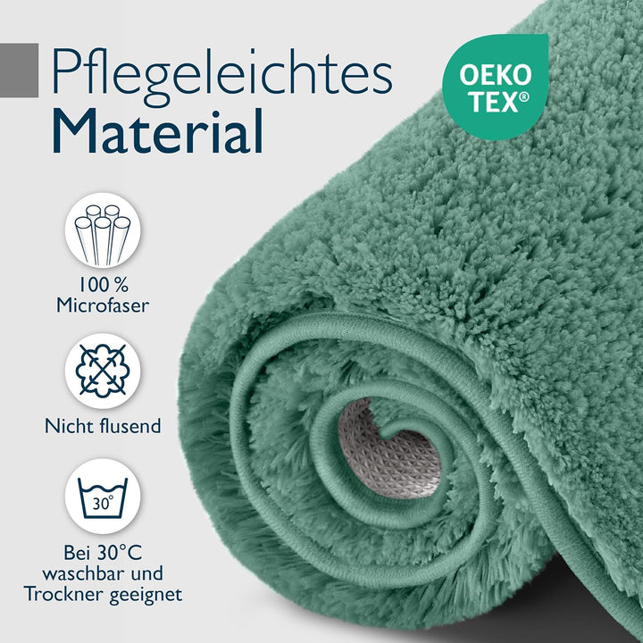 Beautissu Badematte rutschfest 120x70 cm – Duschvorleger Hochflor Badteppich rutschfest Waschbar Sha