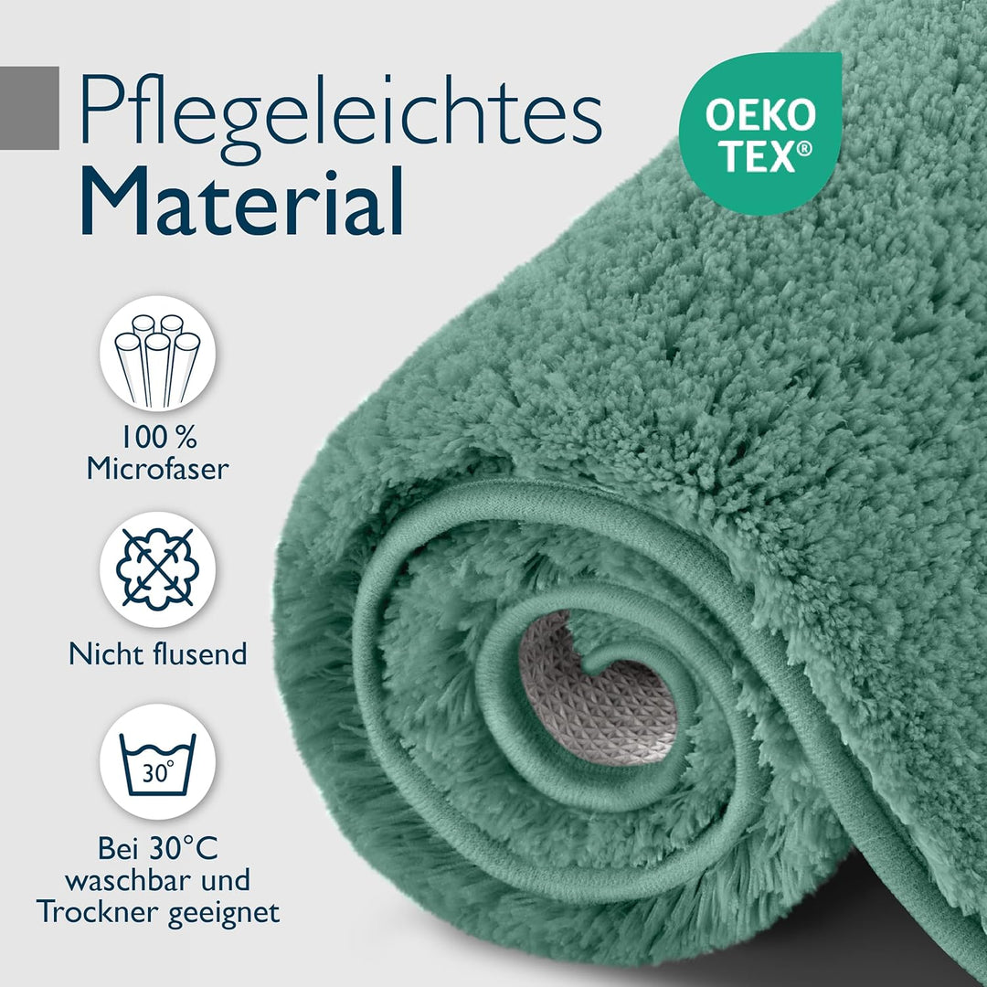 Beautissu Badematte rutschfest 100x60 cm – Duschvorleger Hochflor Badteppich rutschfest Waschbar Sha