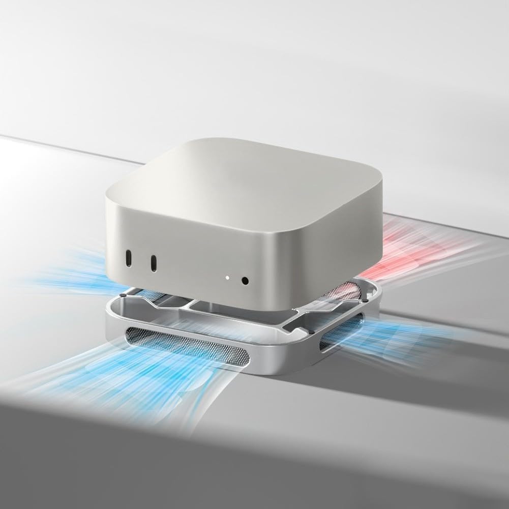 ReachMall Dock für Mac mini M4, Aluminium-Ständer mit Kühlung und Schutz, Staubfilter, sichere Passf