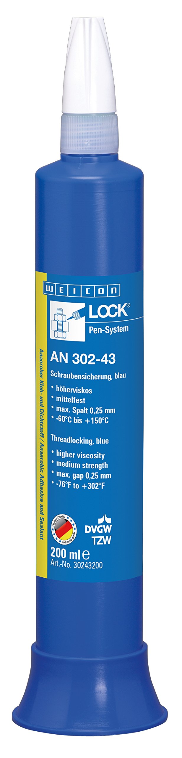 WEICONLOCK Schraubensicherung AN 302-43 Pen-System 200 ml, mittelfest, blau, 200 ml