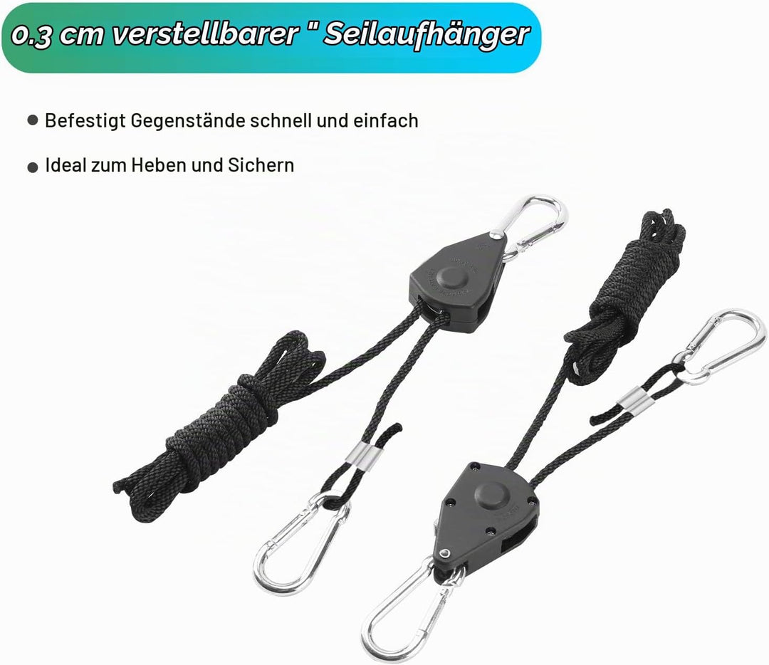 6 Paar（12 Stück） 1/8 Zoll Ratchet Hanger Heavy Duty Einstellbare Ratsche Seil Aufhänger für Grow Lig