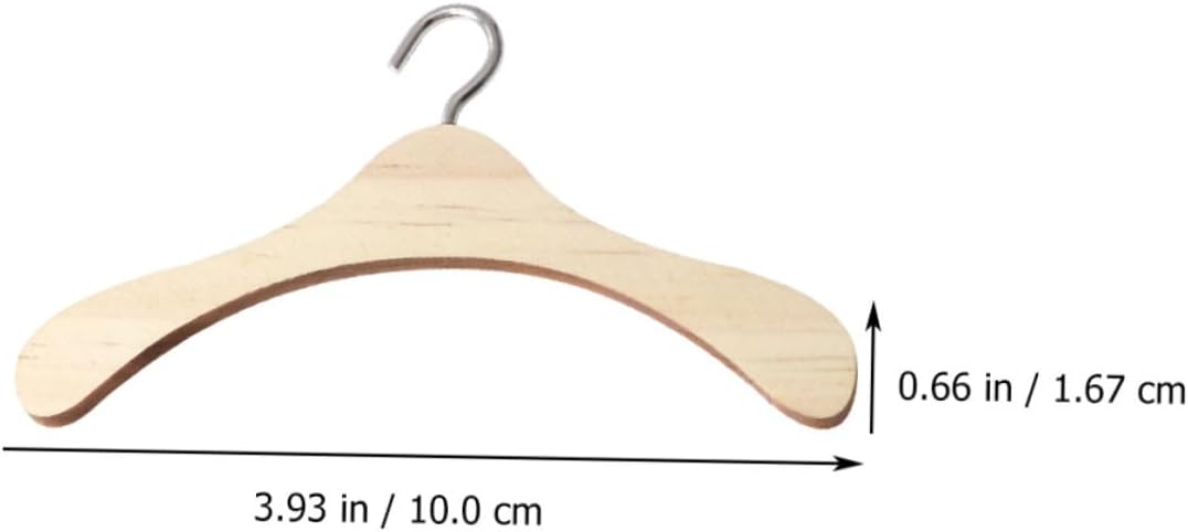 BESTonZON 5 Stück Kleiner Holz Kleiderbügel Puppenzubehör aus Naturholz 10cm Kleiner Puppenaufhänger