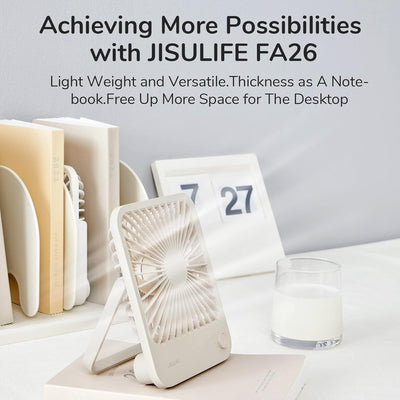 JISULIFE Tischventilator Batterie Wiederaufladbarer Ventilator，4500mAh 180° Faltbarer Tragbarer Pers